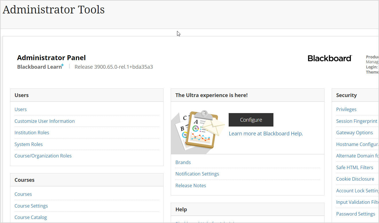 Blackboard Administrator Panel